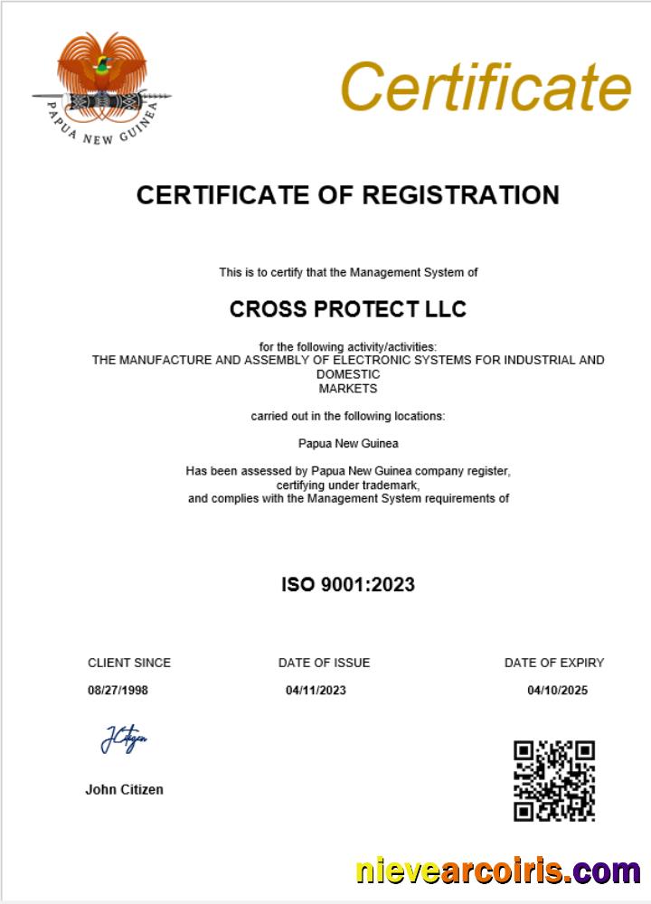 Papua New Guinea business registration certificate